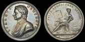 CORNWALL, Helston, Death of Sir Isaac Newton, 1727, a silver medal by J. Croker, draped bust left, rev. Science...