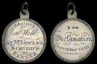 DEVON, Exeter, Mr Gould’s Seminary, 1823, an engraved silver award medal, unsigned, legend, named (Obtained by...