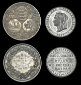 KENT, Dover, The Mayor’s Prize for Mathematics, 1884, a silver award medal by J.S. & A.B. Wyon, arms of Dover and...
