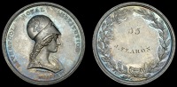 LANCASHIRE, Liverpool, Liverpool Royal Institution, a silver award medal by T. Wyon, helmeted bust of Minerva right,...