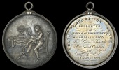 LANCASHIRE, Liverpool, South Corporation School, a silver award medal, unsigned, student seated at desk, rev....