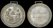Lincolnshire, Louth (and elsewhere), Society of Industry, 1783, a silver award medal by J. Milton, robed figures of...