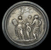 LONDON, [Newgate], Christ’s Hospital, Nautical School, 1673, a uniface silver cloak badge by J. Roettiers,...