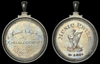 MIDDLESEX, Isleworth, Mrs Pincutt and Miss Hobbs’ Establishment, an engraved silver Music Prize by C. Rawlings,...