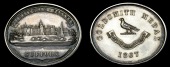 SUFFOLK, Framlingham, Framlingham College, an oval silver Goldsmith Medal, 1867, unsigned, façade of the College,...