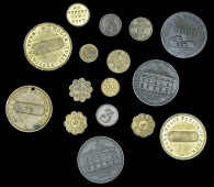 WARWICKSHIRE, Birmingham, Hazelwood School, Edgbaston, brass medalets (3), 1822 (2), 1826, all unsigned, façade of...