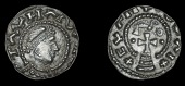 Early Anglo-Saxon Period, Sceatta, Primary series BX, diademed head right, pseudo-legend around, rev. cross on...