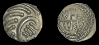 Early Anglo-Saxon Period, Sceatta, Primary series E, ‘Æthilired’ variety, porcupine-like figure enclosing four...