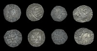 Early Anglo-Saxon Period, Sceattas (3), Continental issue, series E, head right, rev. standard, 0.91g/8h (S 790);...