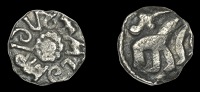 Kings of Northumbria and Archbishops of York, Aldfrith, Sceatta, aldfridvs, pellet in centre, rev. quadruped right,...