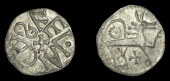 Kings of Northumbria and Archbishops of York, Ælfwald I (779-88), Sceatta, aevaldvs around cross, rev. stylized...
