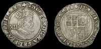 James I (1603-1625), Third coinage, Shilling, mm. trefoil, sixth bust, 5.92g/10h (N 2124; S 2668). Small graffiti...
