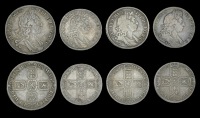 William III (1694-1702), Crown, 1696, first bust, octavo (S 3470); together with Halfcrowns (3), 1697n nono, 1698...