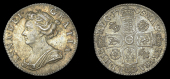 Anne (1702-1714), Sixpence, 1705 plumes, late shields (ESC 1449 [1584A]; S 3593). About extremely fine, attractively...