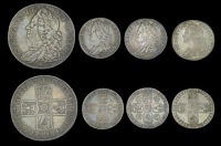 George II (1727-1760), Halfcrown, 1746 lima, decimo nono (S 3695A); together with Sixpences (3), 1743 roses, 1746...