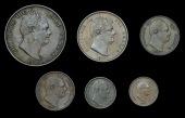 William IV (1830-1837), Penny and Halfpenny, both 1831; Farthings (2), 1834, 1837; Half-Farthing, 1837;...