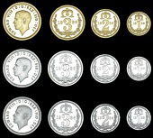 Edward VIII (1936), 1936 fantasy sets (6, one gold, others silver) [24]. About as struck 	£200-300