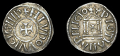 France: Carolingians, Louis the Pious, Denier, Pavia?, h lvdovvicvs imp, cross with pellets in angles, rev....
