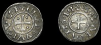 France: Carolingians, Louis the Pious, Obole, uncertain mint, h lvdovvicvs i, cross with pellets in angles, rev....