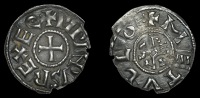France: Carolingians, Pepin II (839-52), Denier, Melle, pipinvs rex eq, cross, rev. metvllo, monogram, 1.24g/1h (MEC...
