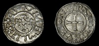 France: Carolingians, Charles the Bald, Denier, class 2, Palace mint, rev. palatinv mone, 1.66g/10h (MEC 884 var.)....