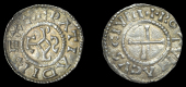France: Carolingians, Charles the Bald, Denier, class 2, Rouen, rev. rotomacvs civiii, 1.62g/8h (MEC 894). Reverse...