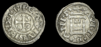 France: Carolingians, Charles the Bald, Denier, Orléans, carlvs rex fr, cross with pellets in angles, rev....