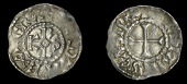 France: Carolingians, Charles the Bald, Obole, class 2, Blois, rev. blesianis castro, 0.63g/10h (MEC –). Weak in...