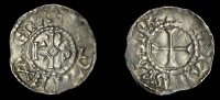 France: Carolingians, Charles the Bald, Obole, class 2, Blois, rev. blesianis castro, 0.63g/10h (MEC –). Weak in...