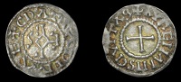 France: Carolingians, Charles the Bald, Obole, class 2, Orléans, rev. avrelianvs civitas, 0.67g/2h (MEC 883). Die...