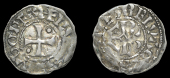 France: Royal, Hugh Capet (987-96), Denier, Beauvais, with Bp Hervé, hervevs hvgo rex, cross with pellets in second...