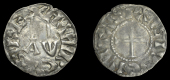 France: Royal, Henry I (1031-60), Denier, Paris, first type, hanircvs rex, alpha and omega suspended in centre, rev....