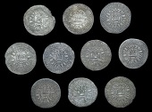 France: Royal, Philip IV, Gros tournois a l’O long (10), various minor varieties (Dup. 214) [10]. Varied state...