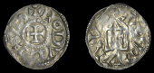 France: Feudal, Burgundy, Rudolphe III (993-1032), Denier, Lyon, rodvlfvs, cross, rev. lvcvdvnvs, temple, 1.34g/3h...