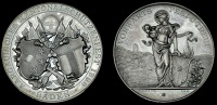 AARGAU, Kantonalschützenfest, Baden, 1896, a silver medal by F. Homberg, conjoined arms, flags behind, rev. St...