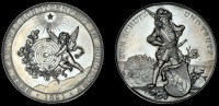 BERN, Kantonalschützenfest, Burgdorf, 1891, a silver medal by F. Homberg, Cupid holding target balanced against an...