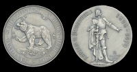 BERN, Kantonalschützenfest, 1897, a silver medal by F. Homberg after M. Leu, bear advancing left, rev. statue of...