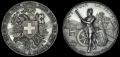 GENEVA, Tir Fédéral, 1887, a silver medal by H. Bovy, arms, rev. soldier advancing left, 45mm (Richter 628b;...