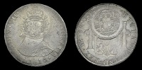Counterstamped coinage, 960 Réis, Cuiaba, a PERU, Ferdinand VII, 8 Réales, 1810jp, Lima, with imaginary bust, obv....