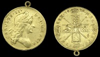 Charles II (1660-1685), Five Guineas, 1684, second bust, edge tricesimo sexto (MCE 29; S 3331). Better than fine,...