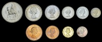 Elizabeth II (1952-    ), Proof set, 1953, comprising Crown to Farthing [10]. Brilliant as struck, a superior set,...