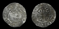 John (as Lord, 1172-1199), Second coinage, Halfpenny, type Ib, Dublin, Adam, adam on dvv, 0.63g/12h (S 6205; DF 39)....