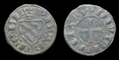 France: Feudal, Burgundy, Robert II (1272-1305), Denier, Dijon, r dvx brg die, arms, rev. divionemsis, cross with...