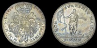 Emmanuel Pinto, 30 Tarí, 1757, striped banner, 29.38g/6h (RS p.165, 67; Schembri p.156, 5; KM. A256). Good very...