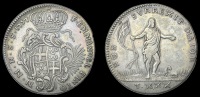Emmanuel Pinto, 30 Tarí, 1757, striped banner, 29.10g/6h (RS p.165, 67; Schembri p.156, 5; KM. A256). Nearly very...