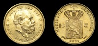 NETHERLANDS, William III, 10 Gulden, 1879 (KM. 106; F 342). Extremely fine	£180-220
