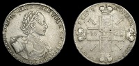 RUSSIA, Peter the Great, Rouble, 1722, Kadashevsky, small pellet in legend above head (Diakov 3; Uzd. 0602; Dav....