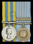 Pair: Private H. J. Banton, King’s Own Scottish Borderers, killed in action in Korea during the attack on Hill...