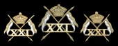 21st (Empress of India’s) Lancers Other Ranks First Pattern Cap & Collar Badges. Very fine and rare examples in...