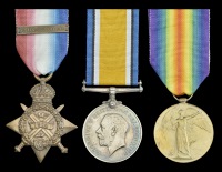 A Great War ‘V.C. action’ casualty group of three awarded to Sergeant J. M. Burns, 1st Battalion, Royal...